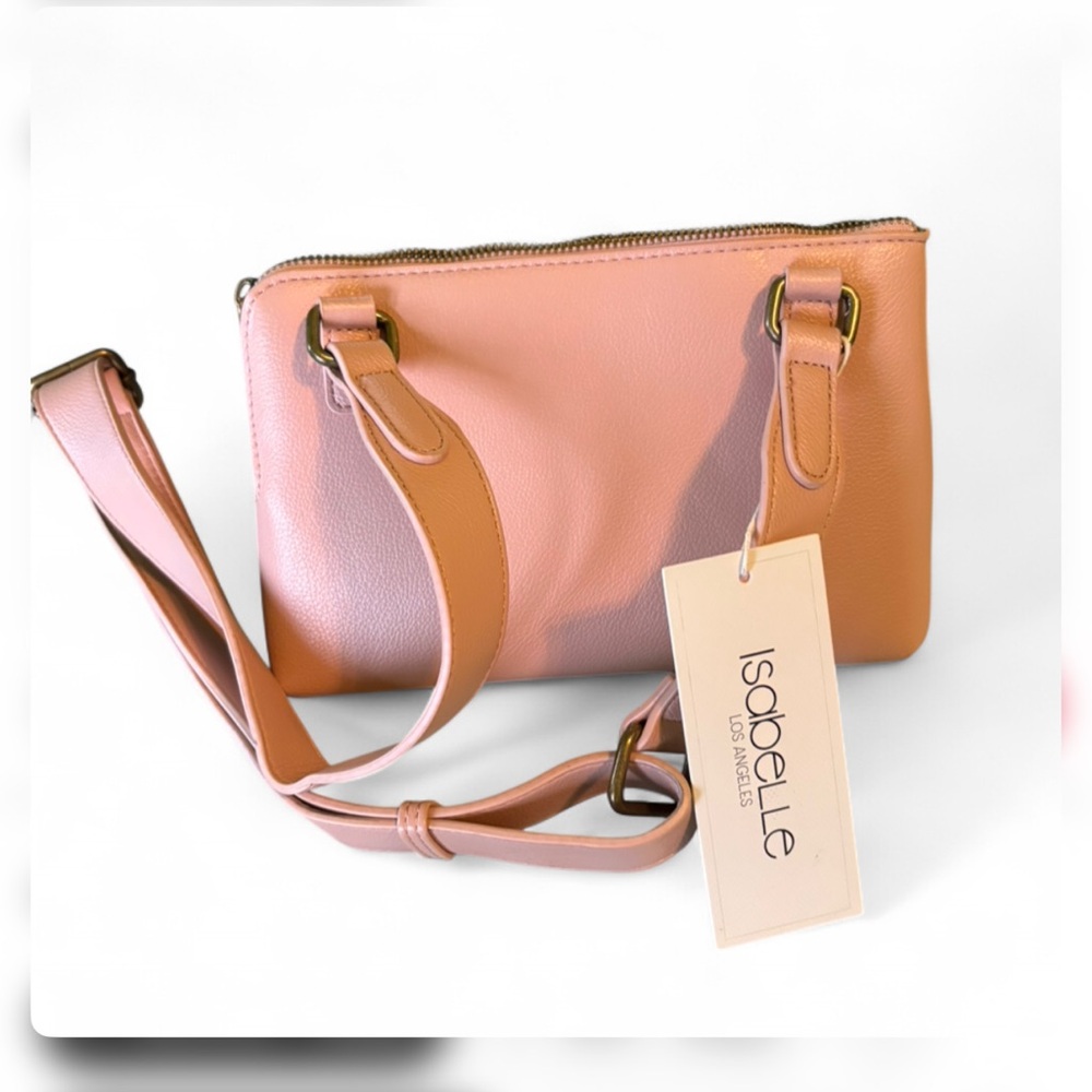 Blush Pink feminine Vegan leather Isabelle crossbody handbag mini purse tote NEW